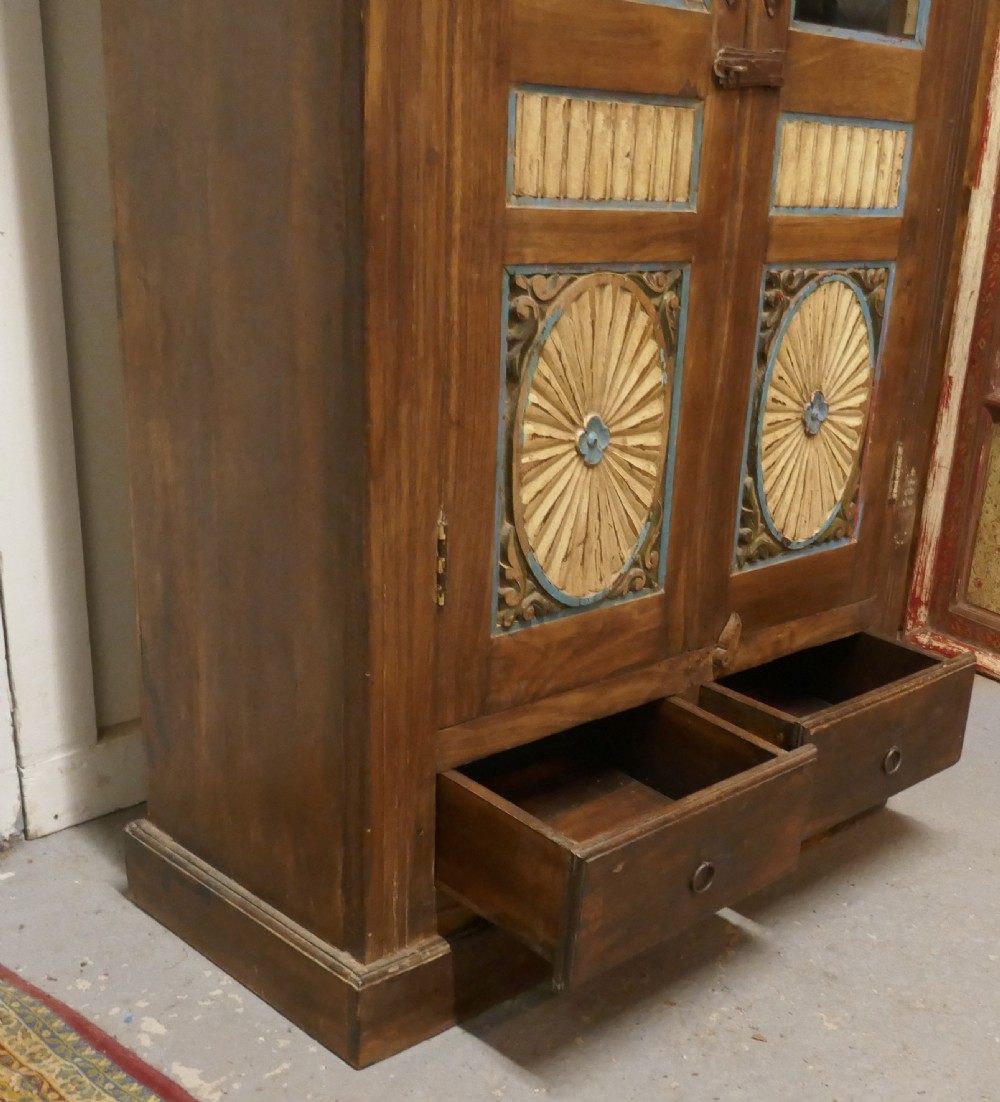 Glazed Folk Art Carved 2 Door Cupboard View VII