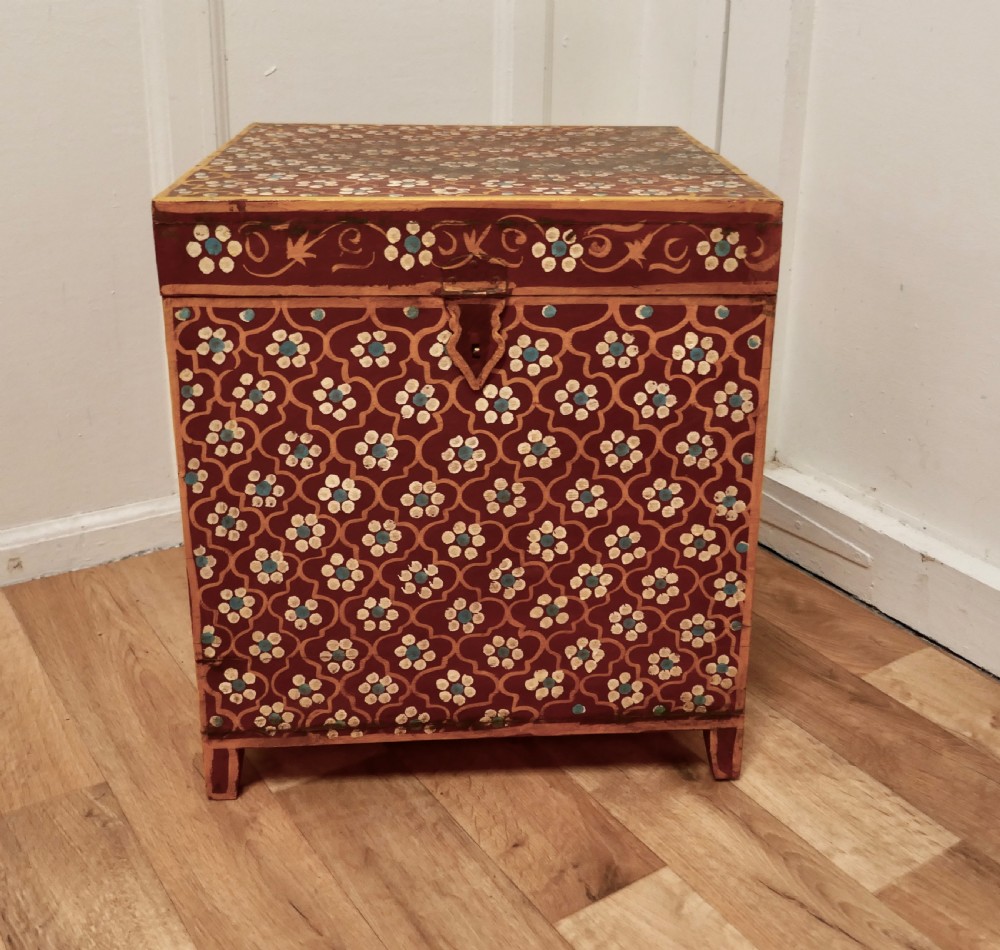 Decorative Folk Art Painted Storage Box, 