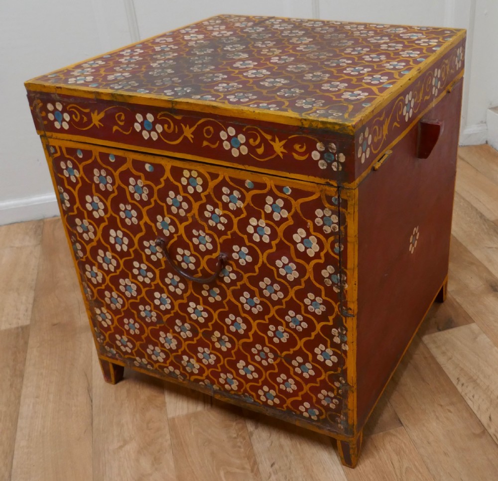 Decorative Folk Art Painted Storage Box,  View V