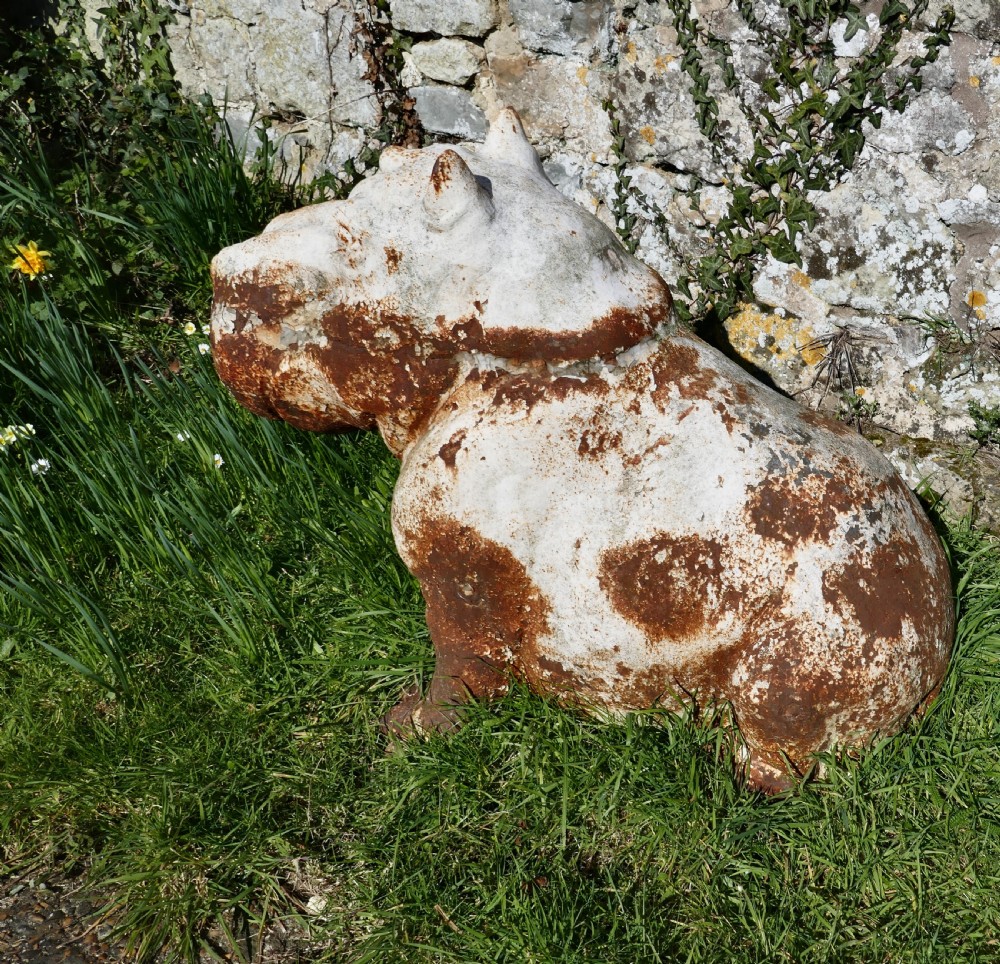 Large Outdoor Weathered Cast Iron Hippopotamus  View IV