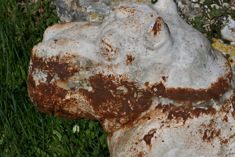 Large Outdoor Weathered Cast Iron Hippopotamus  View VI