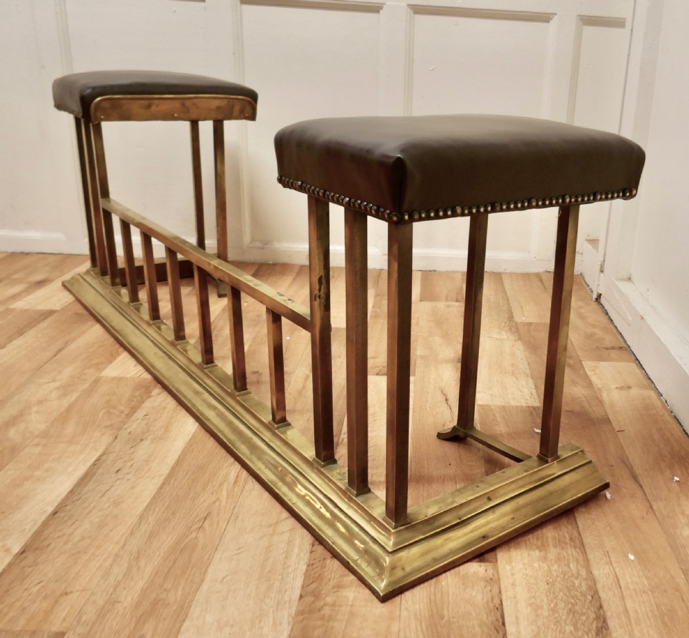 Dainty Art Deco Brass and Leather Club Fender View IV