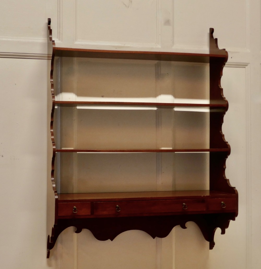 Georgian Style Wall Hanging Shelf with Drawers View II
