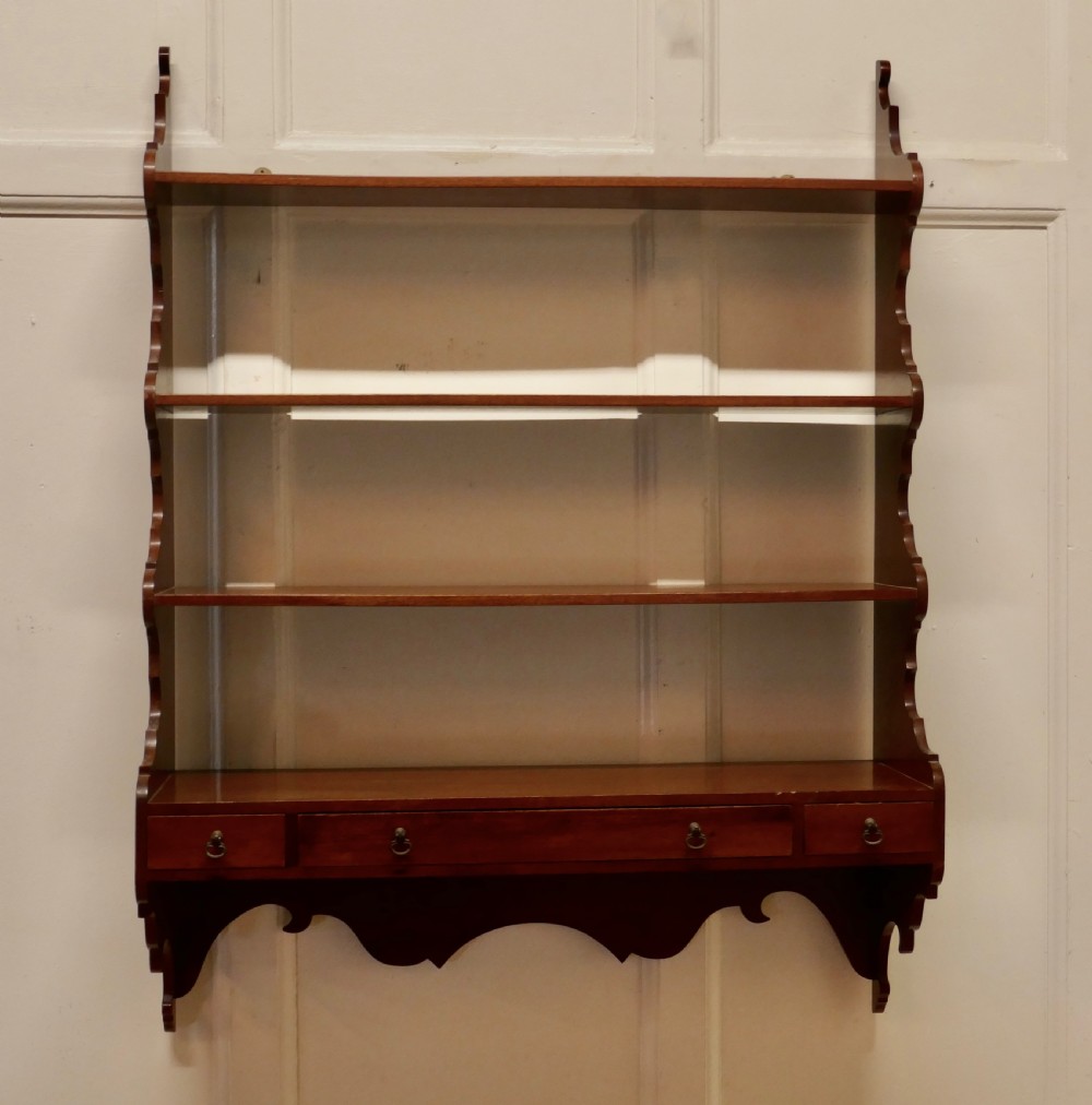 Georgian Style Wall Hanging Shelf with Drawers View III