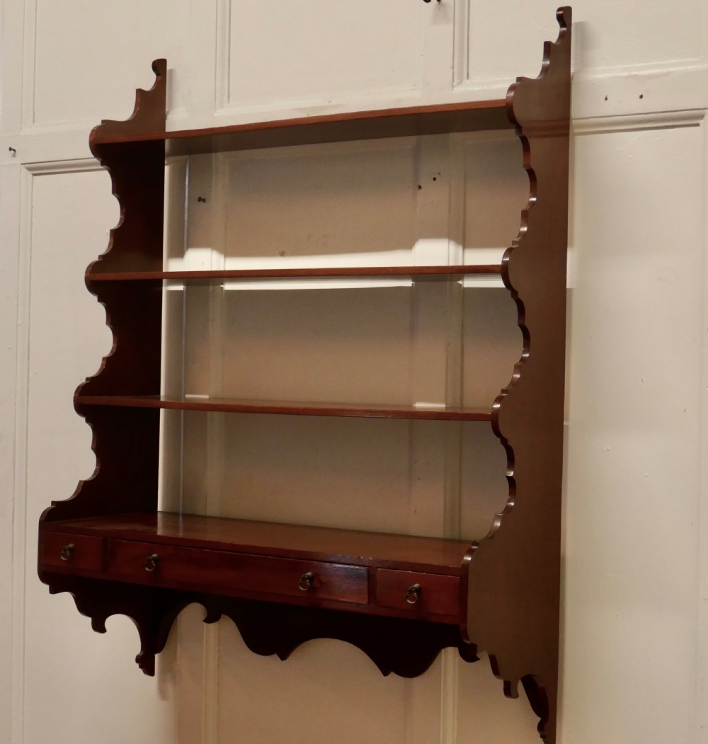 Georgian Style Wall Hanging Shelf with Drawers View IV