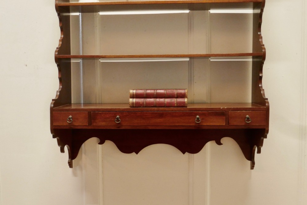 Georgian Style Wall Hanging Shelf with Drawers View V