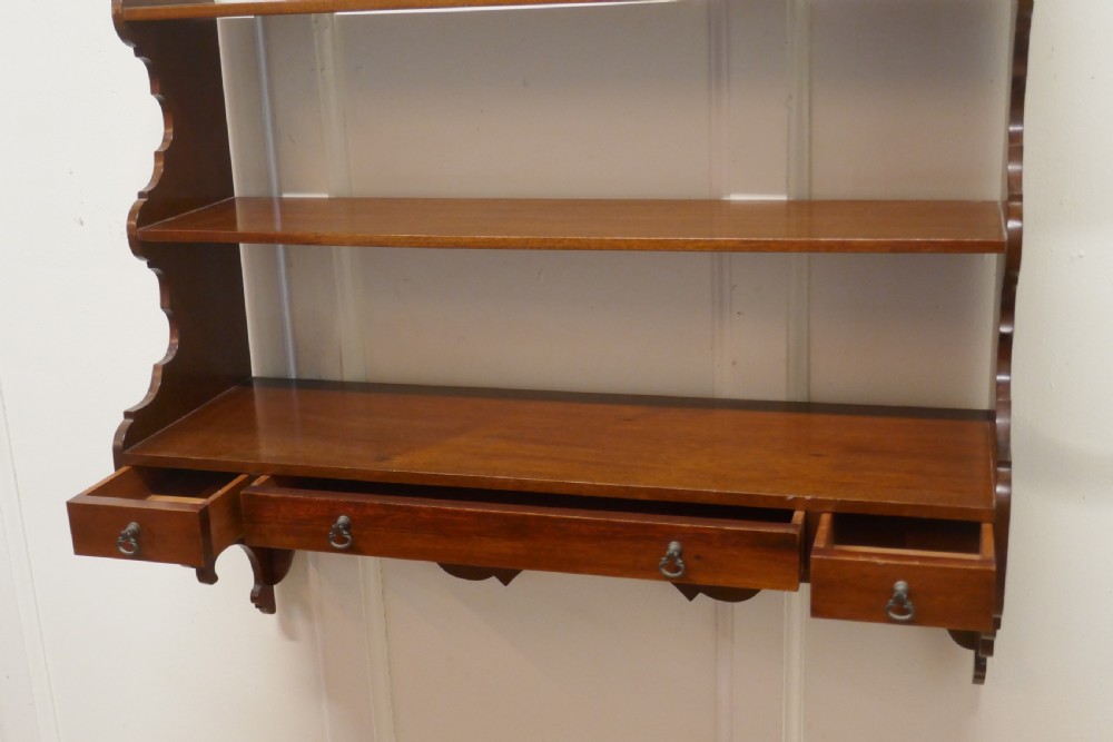 Georgian Style Wall Hanging Shelf with Drawers View VI