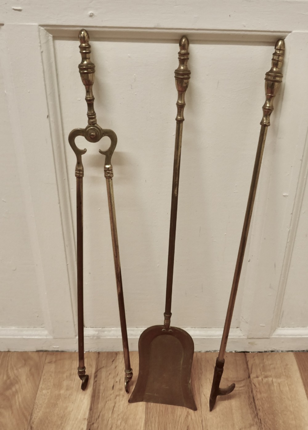 Attractive 19th Century Brass Fireside Companion Set, Fireside Tools View IV