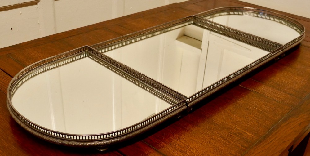 Art Deco Plateau de Buffet, French Mirrored Silver Sideboard Trays View II