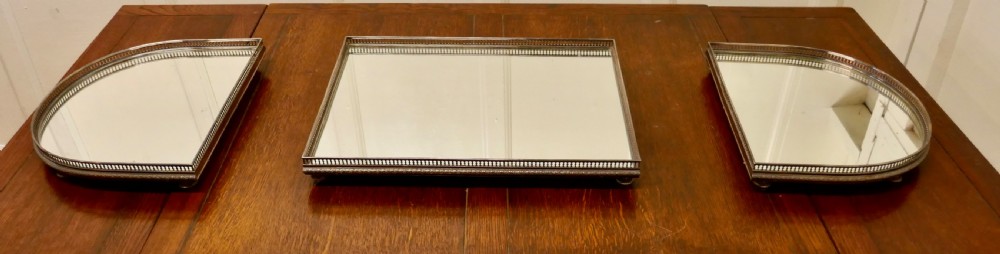 Art Deco Plateau de Buffet, French Mirrored Silver Sideboard Trays View IV