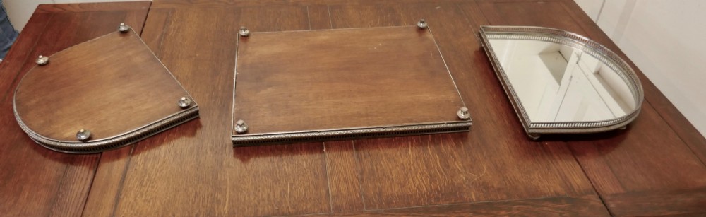 Art Deco Plateau de Buffet, French Mirrored Silver Sideboard Trays View V