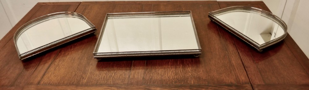 Art Deco Plateau de Buffet, French Mirrored Silver Sideboard Trays View VII