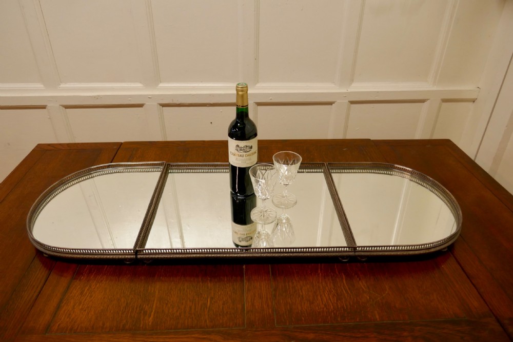 Art Deco Plateau de Buffet, French Mirrored Silver Sideboard Trays View VIII