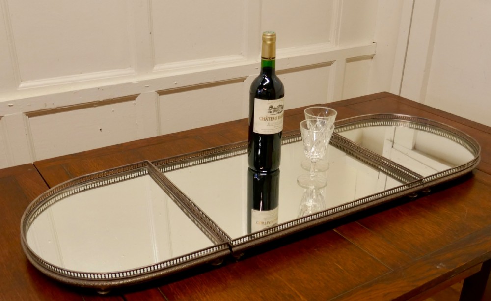 Art Deco Plateau de Buffet, French Mirrored Silver Sideboard Trays View IX