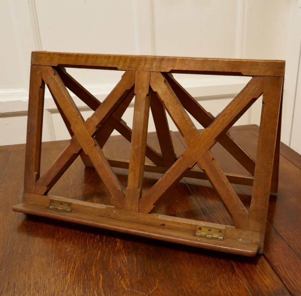 French Arts and Crafts Walnut Folding Book Rest or Music Stand, Lutrin