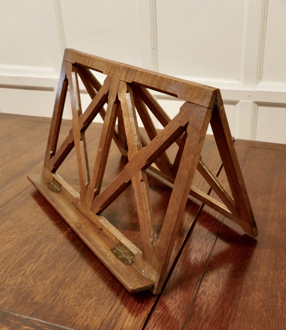 French Arts and Crafts Walnut Folding Book Rest or Music Stand, Lutrin View II