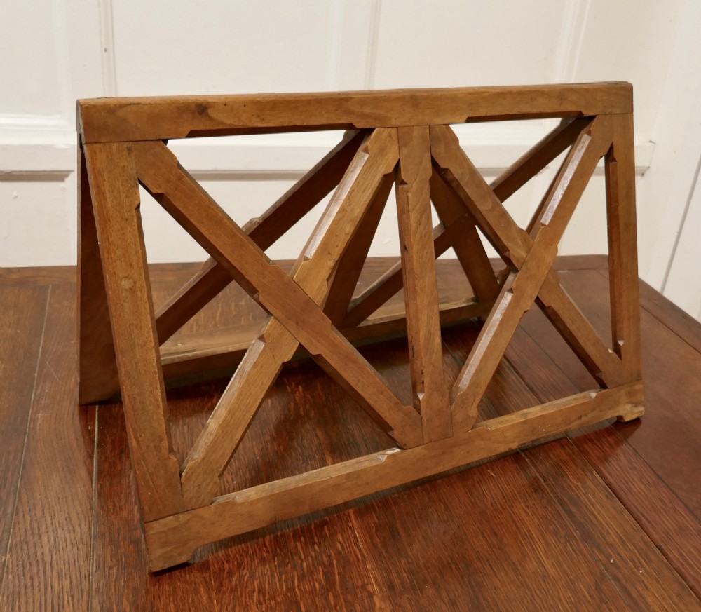 French Arts and Crafts Walnut Folding Book Rest or Music Stand, Lutrin View III