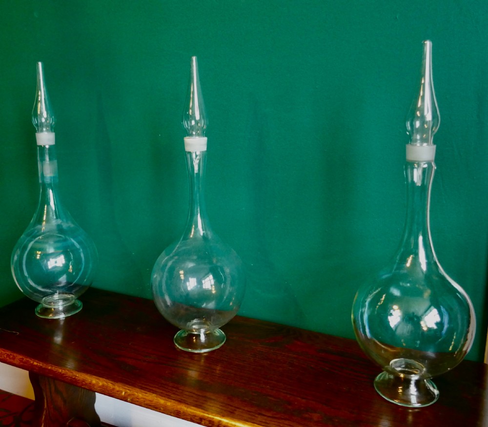 3 Very Large Antique Apothecary or Old Chemist Jars Shop Display   View IV