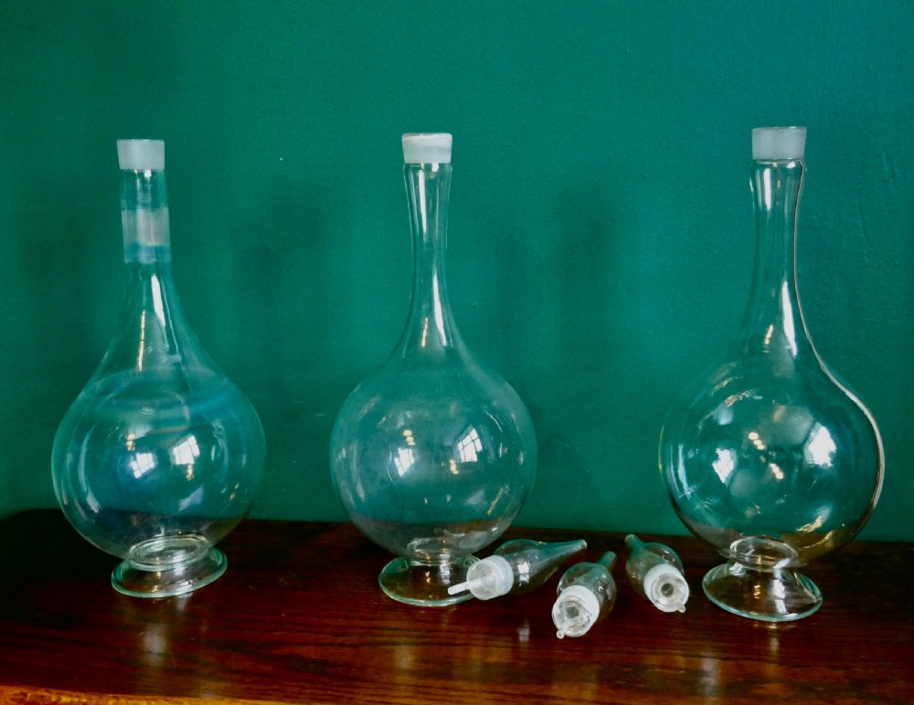 3 Very Large Antique Apothecary or Old Chemist Jars Shop Display   View VII