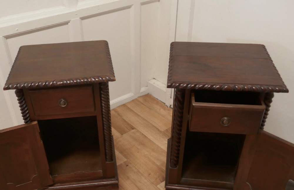 A pair of French Mahogany Bedside Cupboards View V