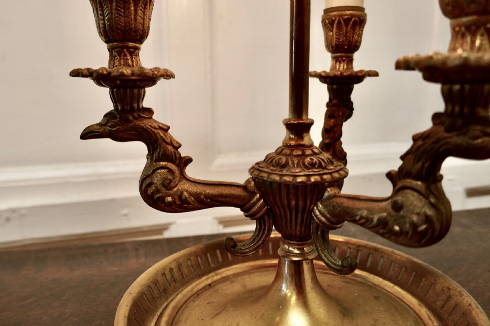 French Painted Toleware and Brass Triple Desk Lamp View VII