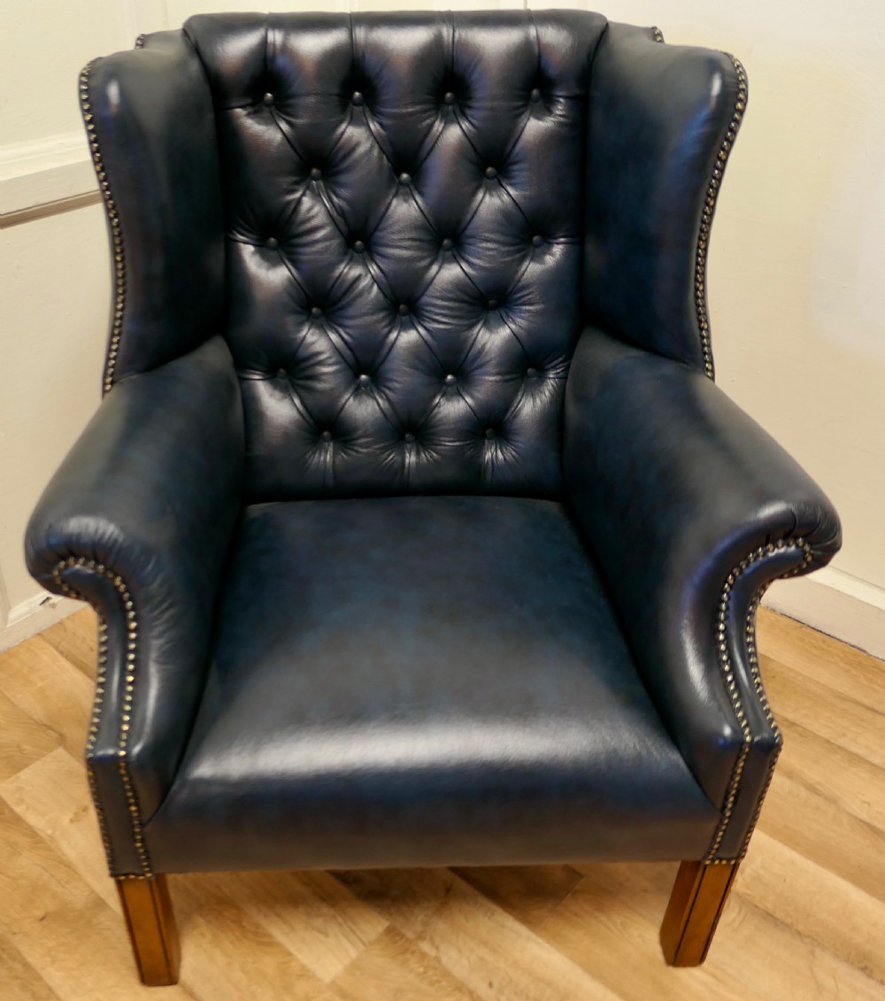 Wing Back Leather Chesterfield Library Chair  View II