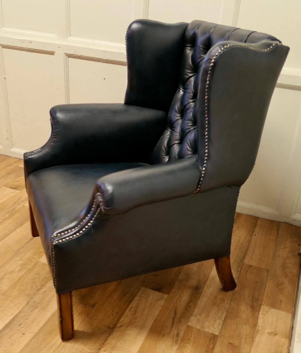 Wing Back Leather Chesterfield Library Chair  View III
