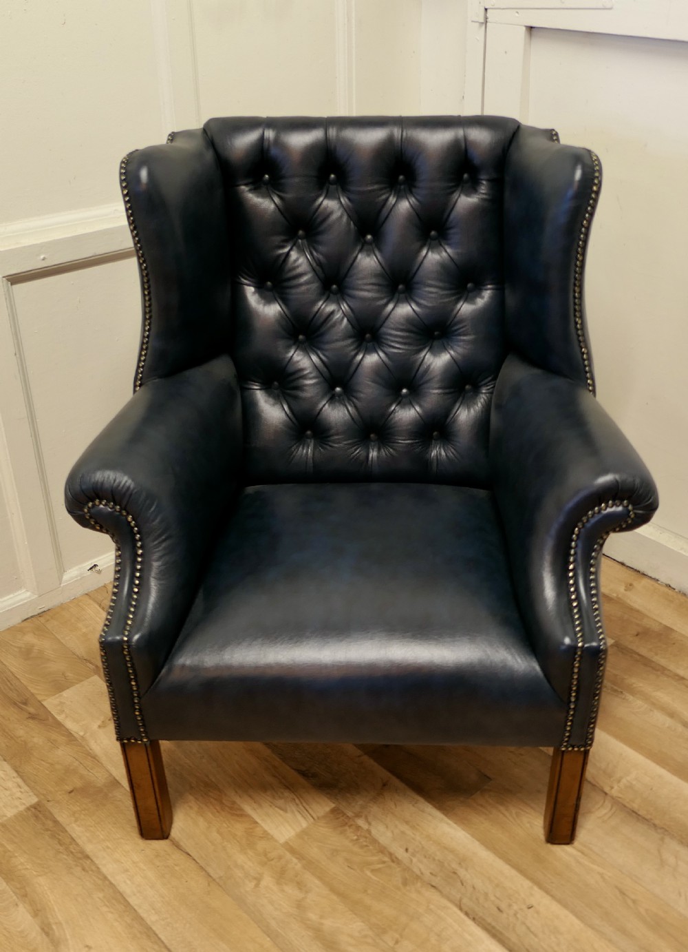 Wing Back Leather Chesterfield Library Chair  View VIII