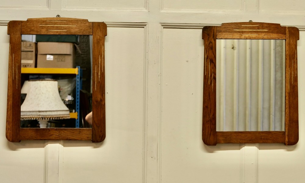 Delightful Pair of French Art Deco Golden Oak Mirrors View V