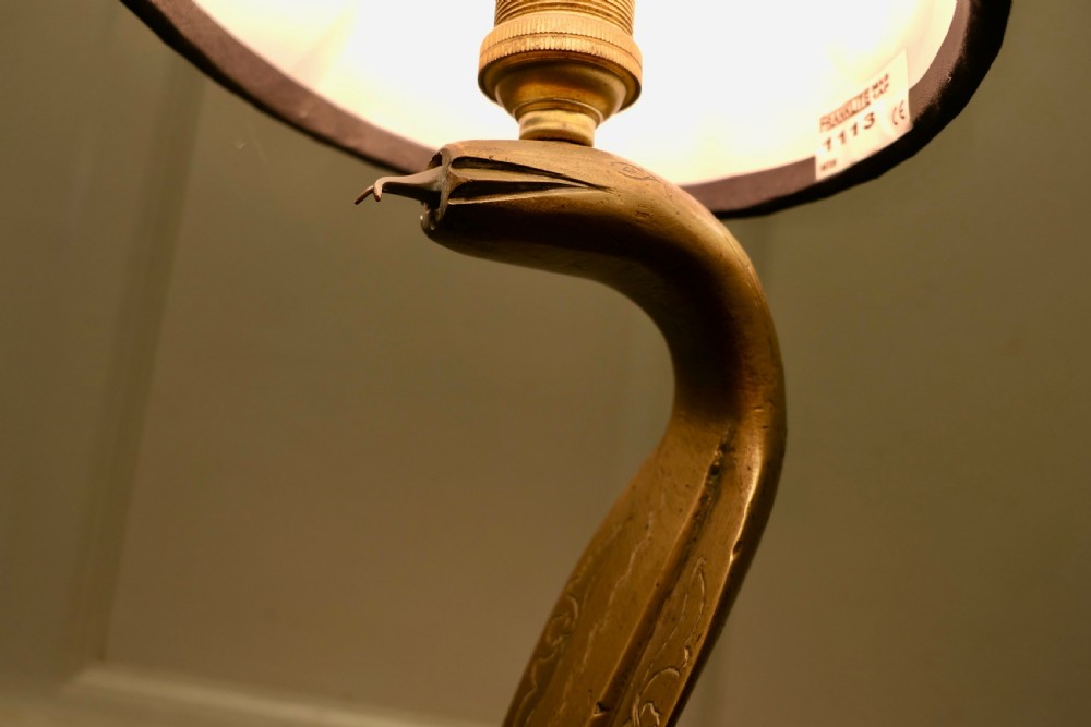 Brass Table Lamp in the form of a Hissing King Cobra View VII