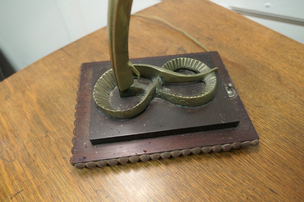 Brass Table Lamp in the form of a Hissing King Cobra View VIII