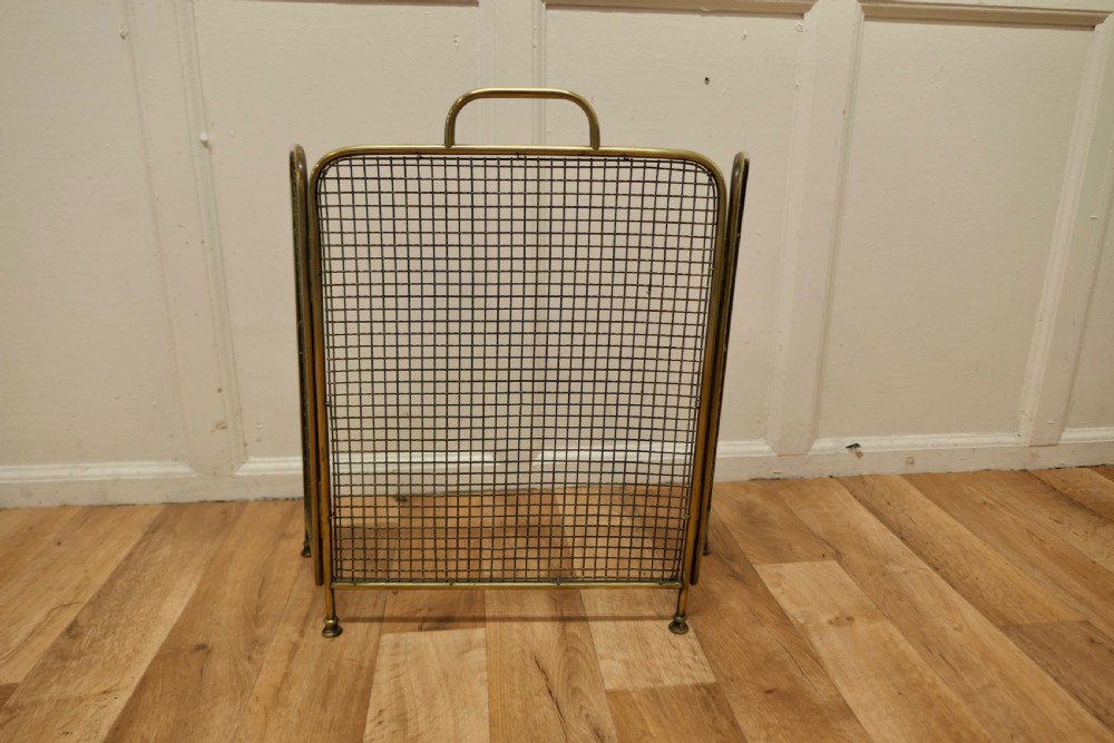 19th Century Folding Brass Fire Guard  View II