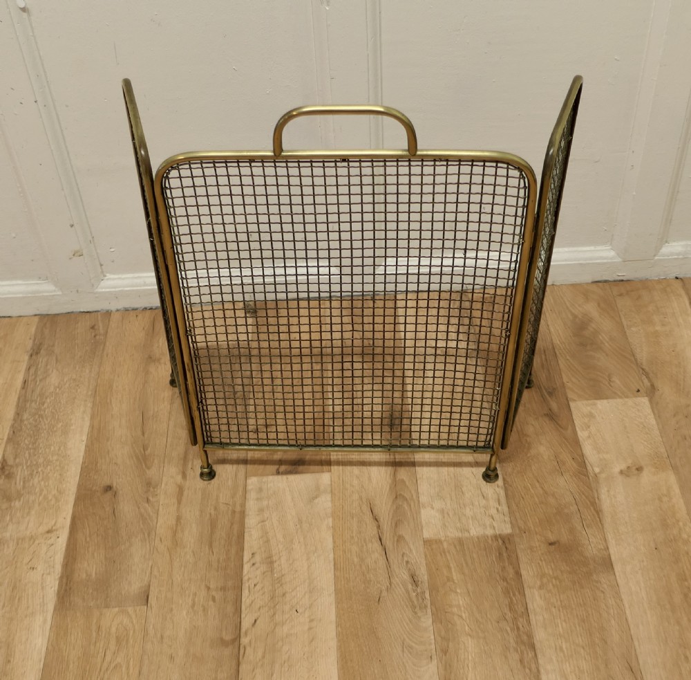 19th Century Folding Brass Fire Guard  View III