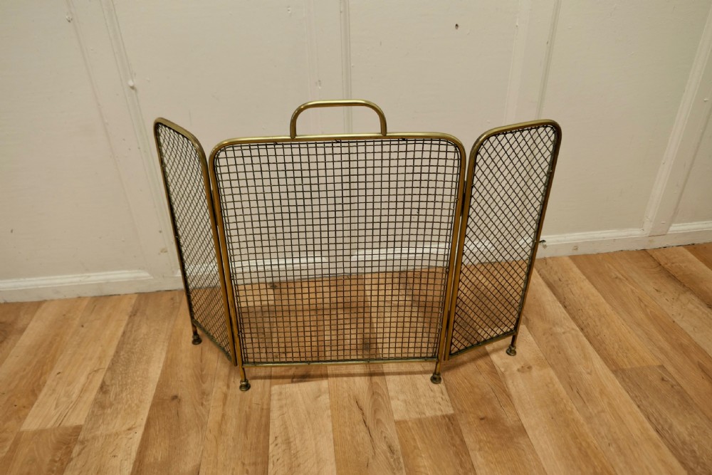 19th Century Folding Brass Fire Guard  View V