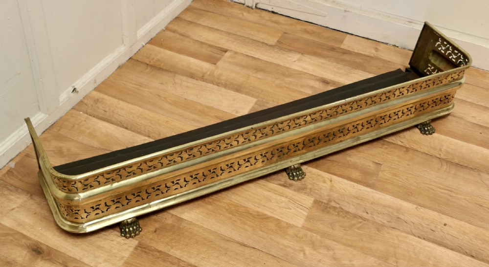 Fine Quality Victorian Pierced Brass Fender View V