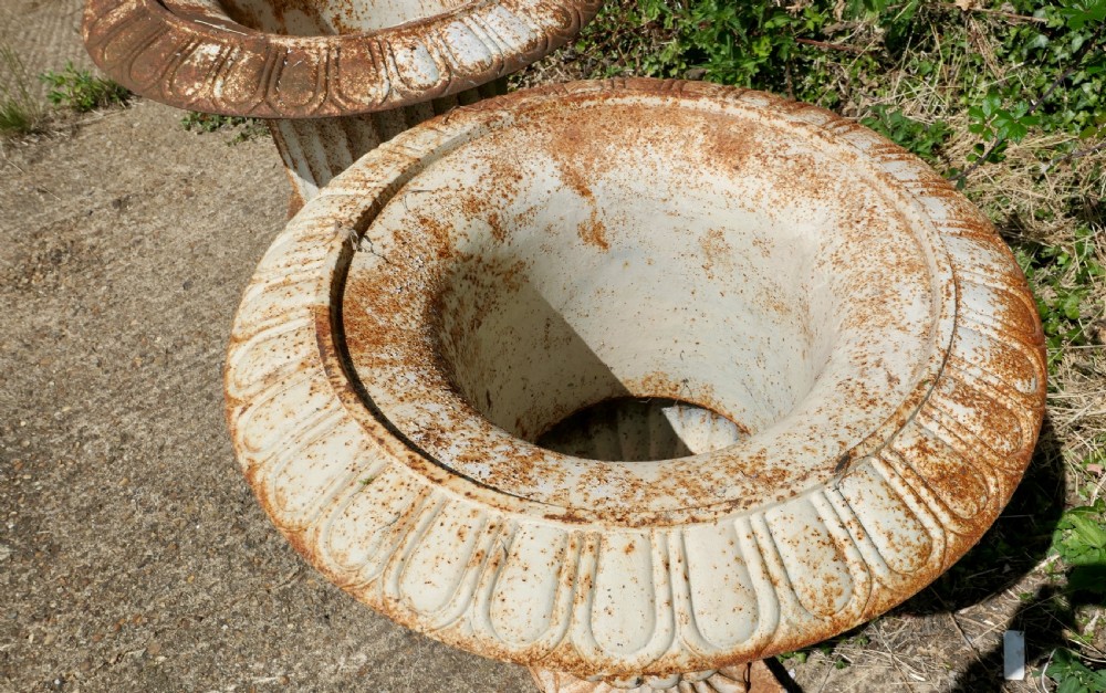 Pair of Very Large Cast Iron Garden Urns, Garden Planters View III
