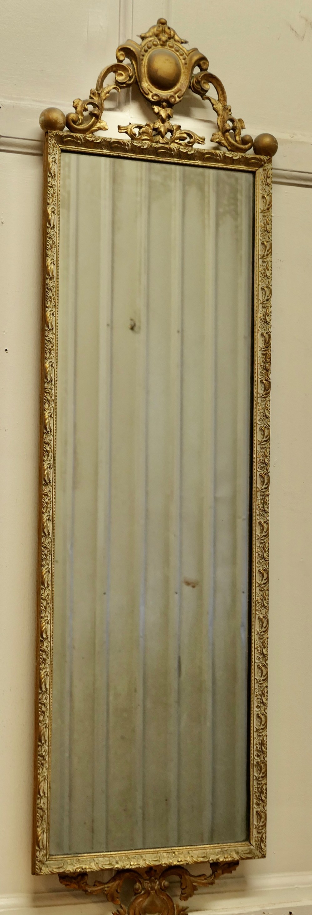 Long Gilt Wall Mirror 