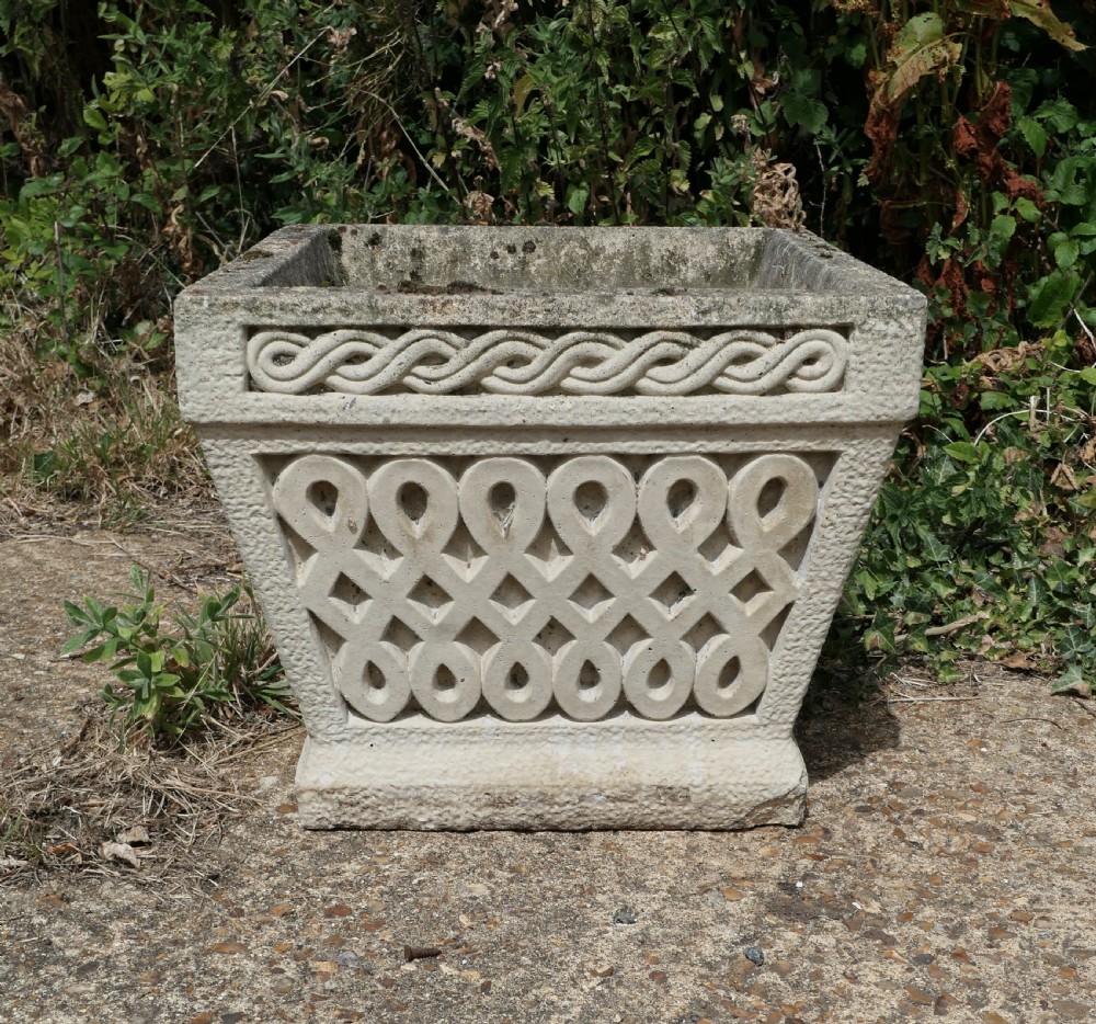 A Set of 5 Classical Basket Weave Garden Planters View III