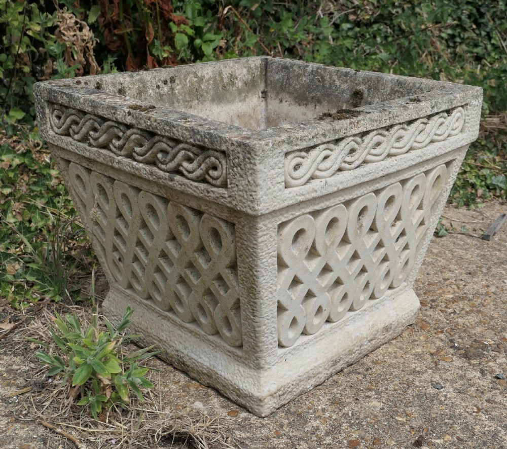 A Set of 5 Classical Basket Weave Garden Planters View V