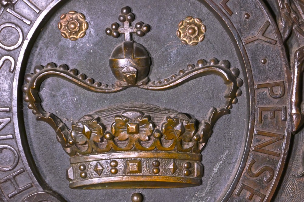 Very Large English Bronze Royal Coat of Arms Shield Wall Plaque  View III