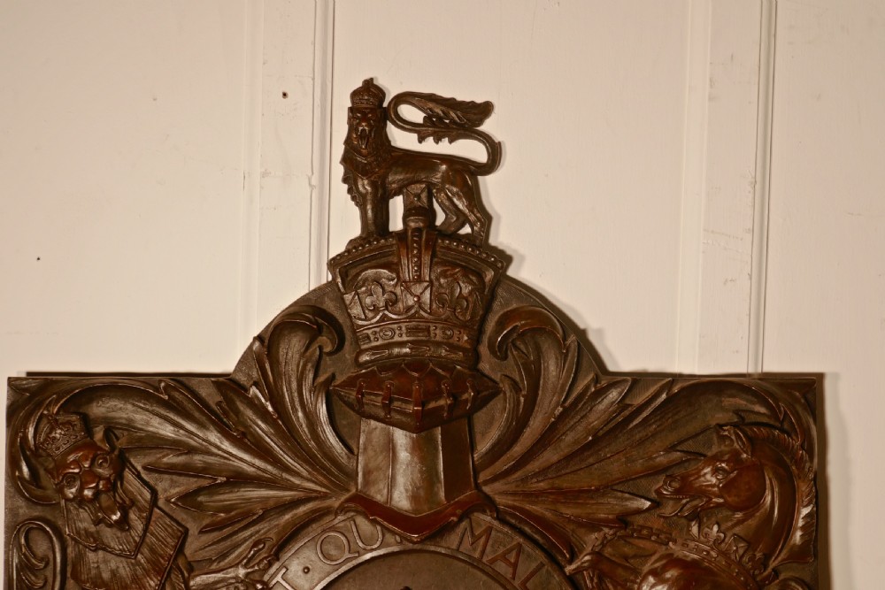 Very Large English Bronze Royal Coat of Arms Shield Wall Plaque  View IV
