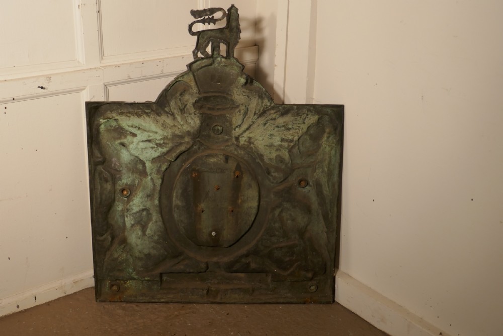 Very Large English Bronze Royal Coat of Arms Shield Wall Plaque  View XII