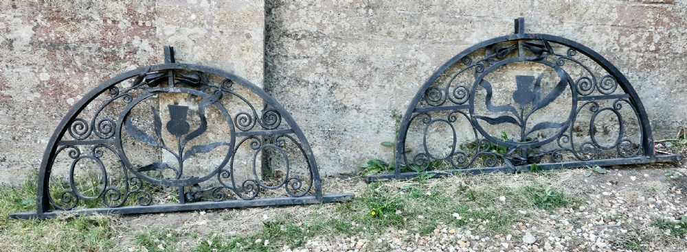Wonderful Pair of Scottish Architectural Wrought Iron Fanlights 