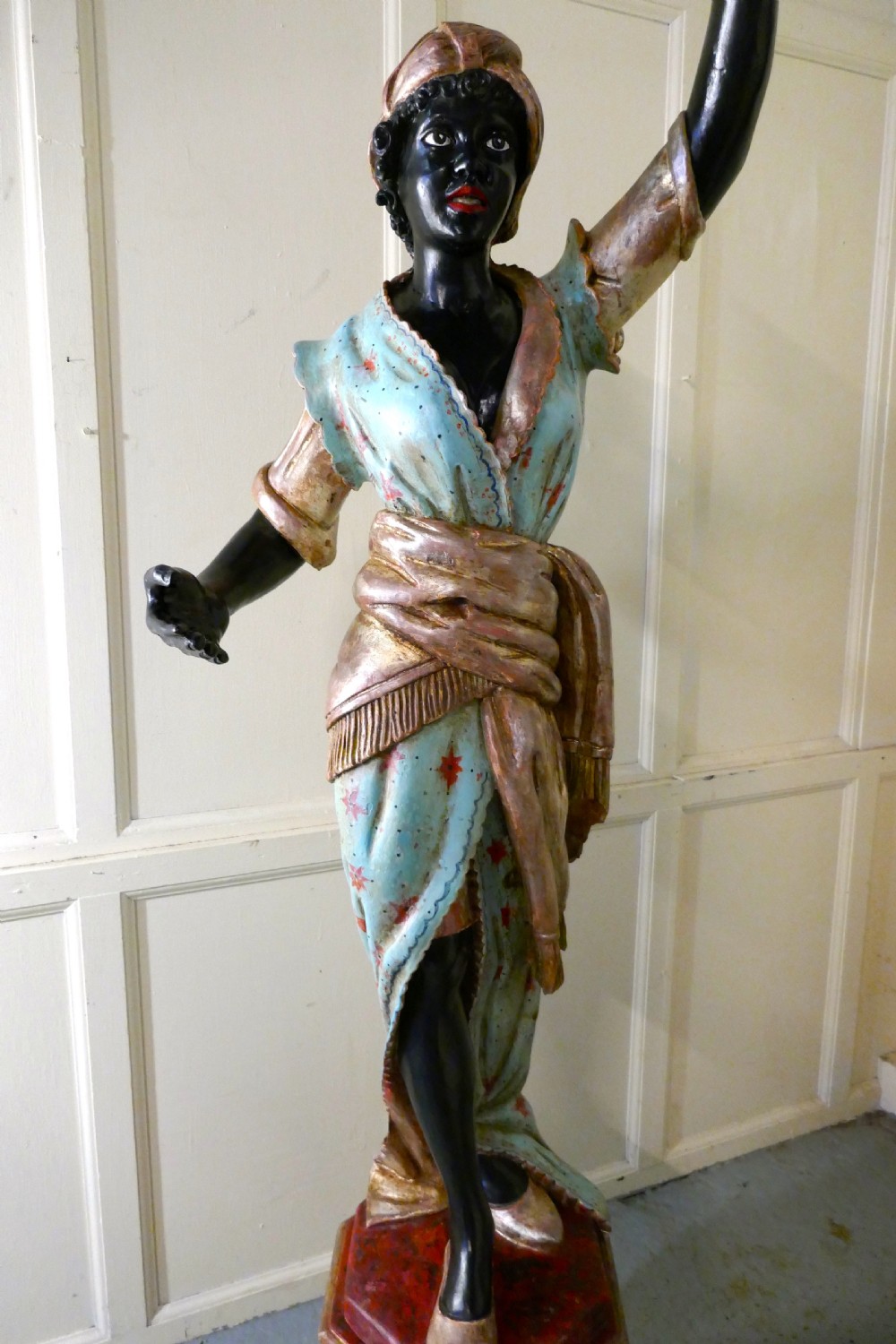 Life size Pair of 19th Century Italian Carved Wooden Statues  View VIII