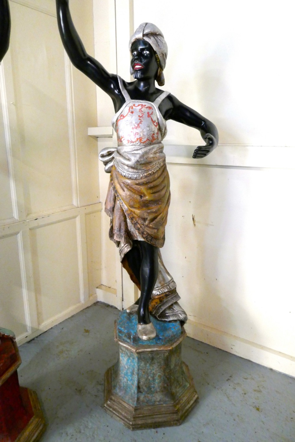 Life size Pair of 19th Century Italian Carved Wooden Statues  View X
