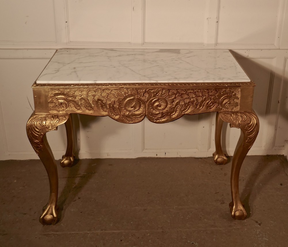 19th Century French Marble Top Gilt Console or Hall Table View II