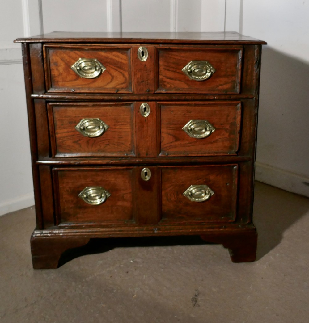 18th Century Small Elm Country Chest of Drawers