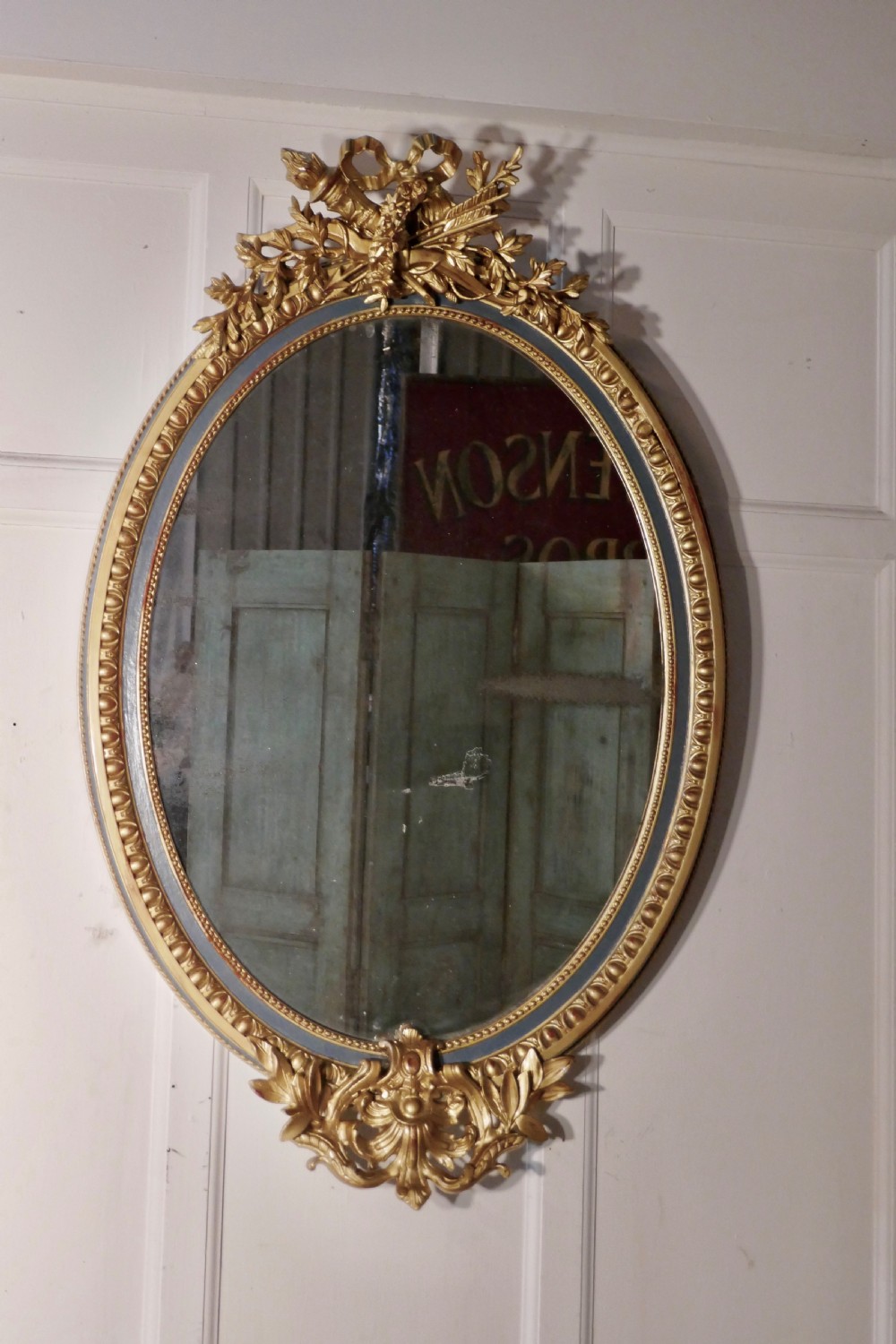 A Large French Rococo Oval Gilt Wall Mirror View IV