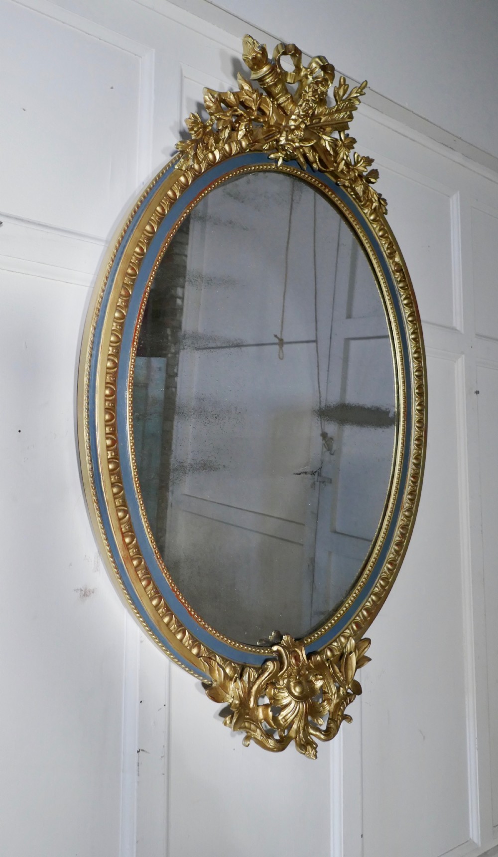 A Large French Rococo Oval Gilt Wall Mirror View VI
