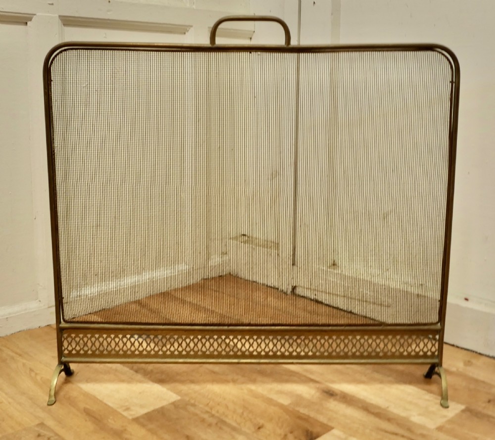 Large Brass Spark Screen Fire Guard  View IV